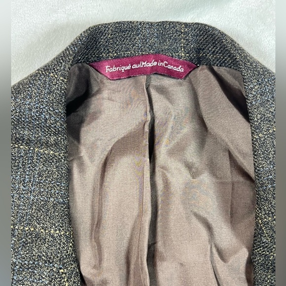 Samuelsohn Made in Canada 100% Wool Brown Plaid Classic Sports Coat Blazer EUC - Picture 5 of 15